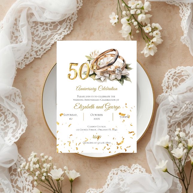 invitación para 50 aniversario con anillos (Subido por el creador)