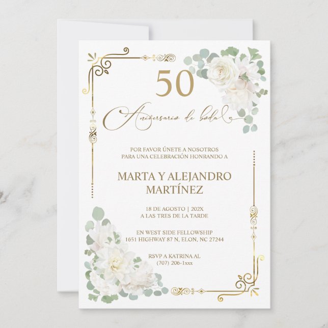 Invitación Para 50 Aniversario de Boda (Anverso)