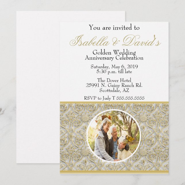 Invitación para 50 Aniversario de Bodas de Oro (Anverso / Reverso)