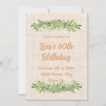 Invitación para 60 cumpleaños – Verdor de lino | S