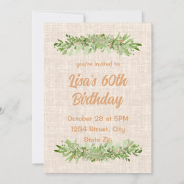 Invitación para 60 cumpleaños – Verdor de lino | S