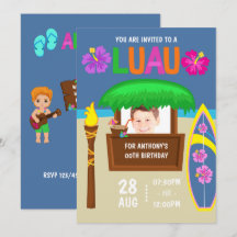 Invitación para agregar foto de fiesta hawaiana pa