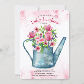 Invitación para Almuerzo con Ramo de Primavera en