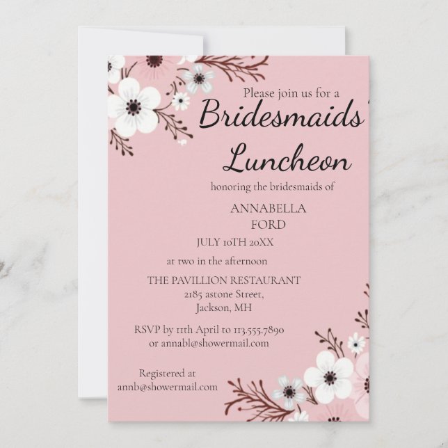 invitación para almuerzo de damas de honor floral  (Anverso)
