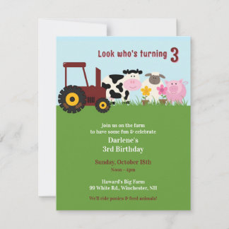 Invitación para animales de granja de cumpleaños