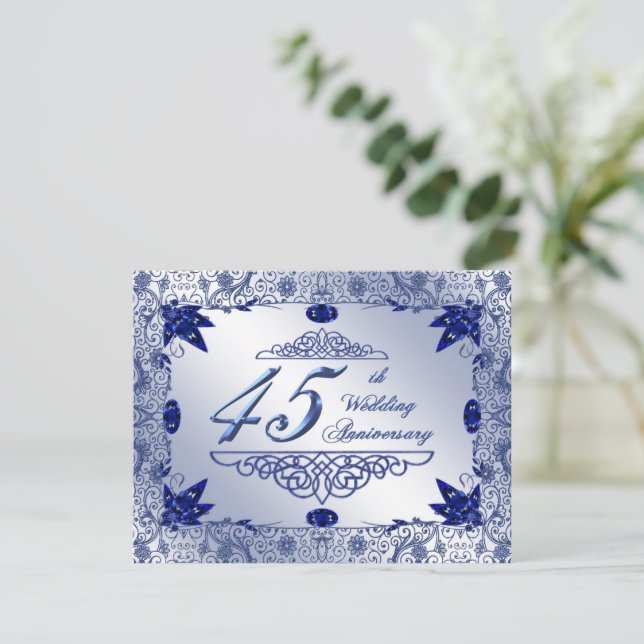 Invitación para Aniversario de Bodas de Zafiro núm (Anverso de pie)