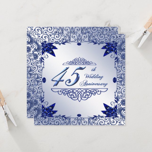 Invitación para Aniversario de Bodas de Zafiro núm (Anverso/Reverso In Situ)