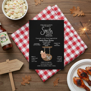 Invitación para Asado de Cerdo en Reunión Familiar