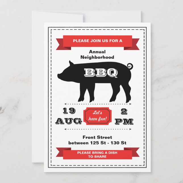 Invitación para Asar Cerdo (Anverso)