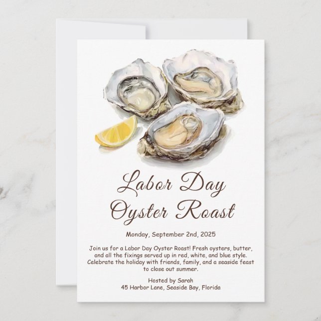 Invitación para Asar Ostiones en el Día del Trabaj (Anverso)