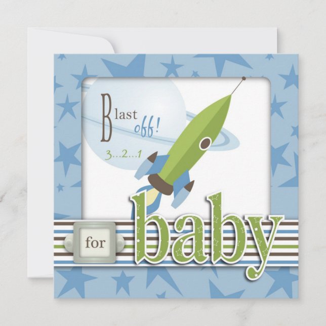 Invitación Para Baby Boy Square (Anverso)