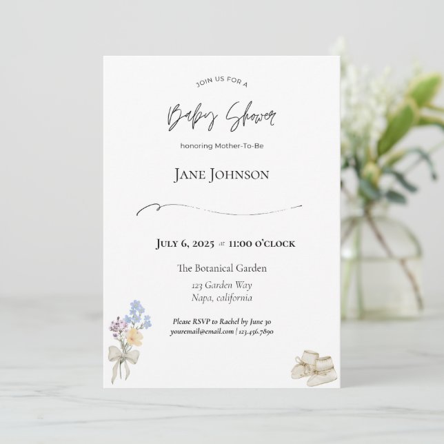 Invitación para baby shower (Anverso de pie)