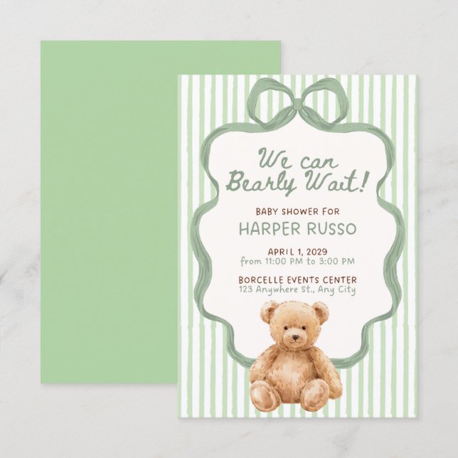 Invitación para baby shower (Anverso / Reverso)