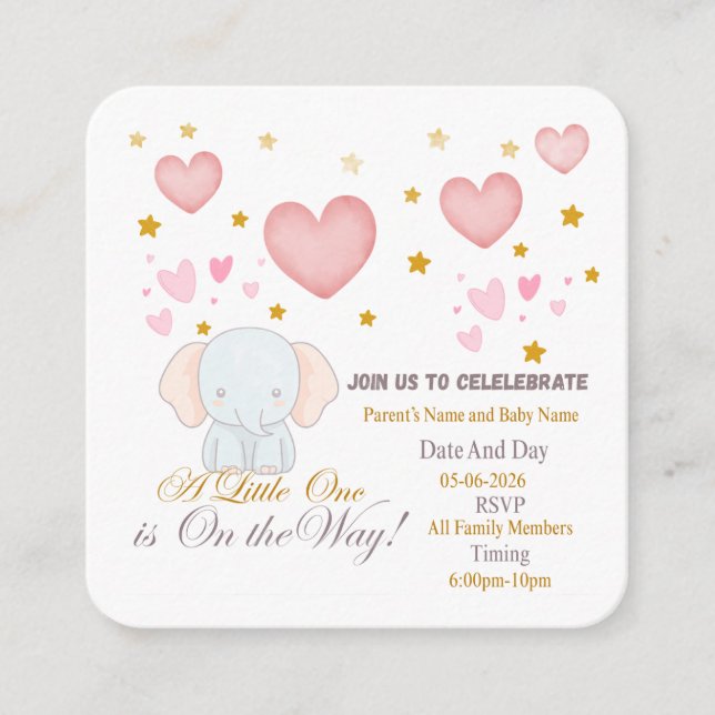 Invitación para Baby Shower (Anverso)