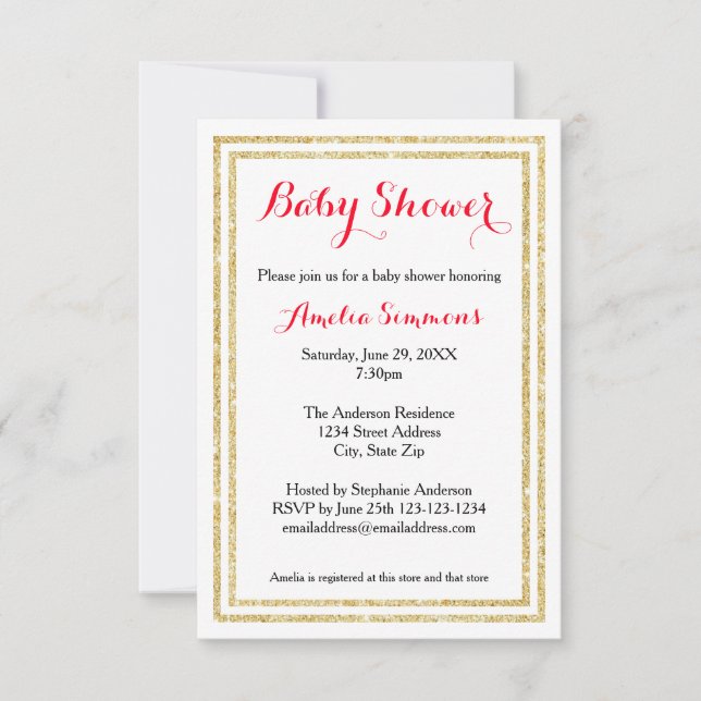 Invitación para baby shower 3x5 con doble borde do (Anverso)