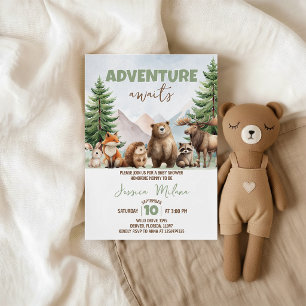 Invitación para Baby Shower Adventure Awaits Woodl