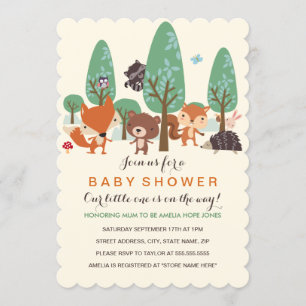Invitación para Baby Shower Amigos del Bosque Dulc