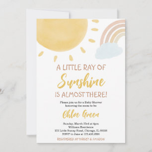 Invitación para baby shower Arcoíris y Sol