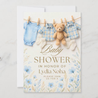 Invitación para baby shower Baby Clothesline | Uno