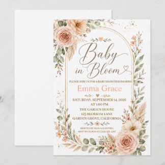 Invitación para baby shower Baby in Bloom