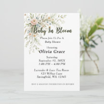 Invitación para baby shower Baby in Bloom