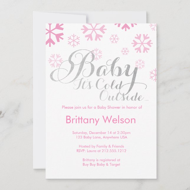 Invitación para Baby Shower Baby It's Cold Outside (Anverso)