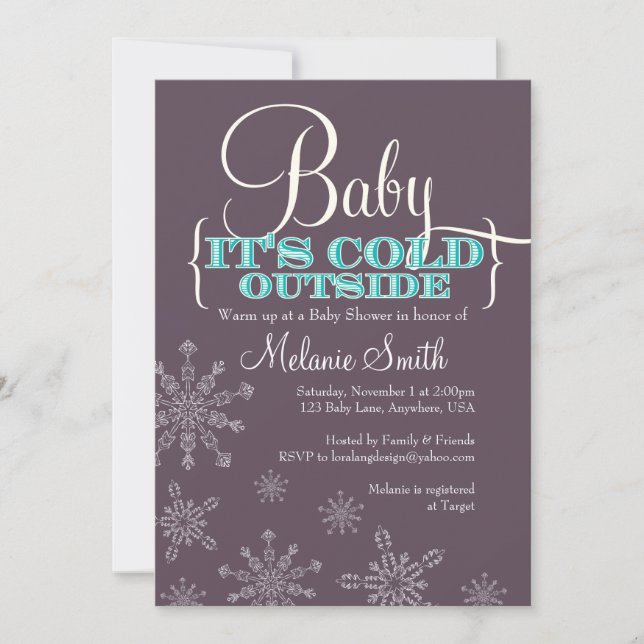 Invitación para Baby Shower Baby It's Cold Outside (Anverso)