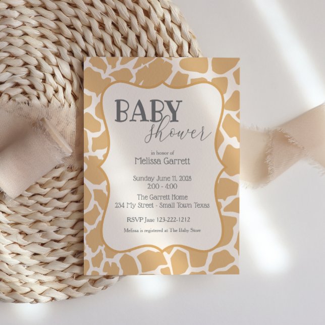 Invitación para Baby Shower | Bebé Jirafa Marrón (Subido por el creador)