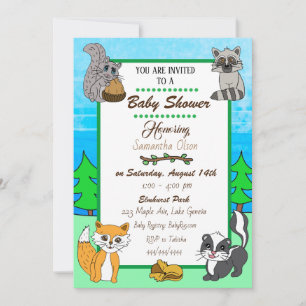 Invitación para Baby Shower Bosque Animales Silves