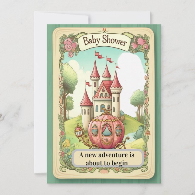 Invitación para Baby Shower Castillo de Cuento de  (Anverso)
