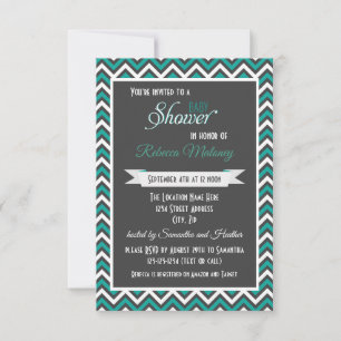 Invitación para Baby Shower Chevron Teal - 3x5