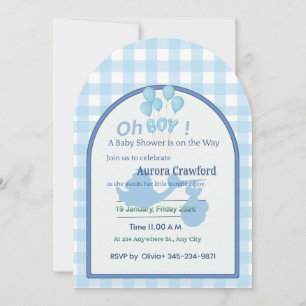Invitación para baby shower Cigüeña azul persona