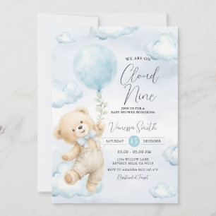 Invitación para baby shower Cloud Nine Osito Azul 