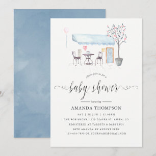 Invitación para Baby Shower con Acuarela de Café d
