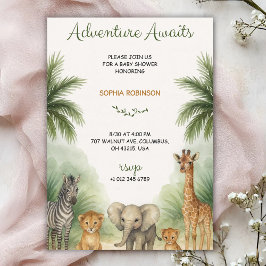 Invitación para baby shower con animales de temáti