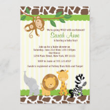 Invitación para baby shower con animales salvajes