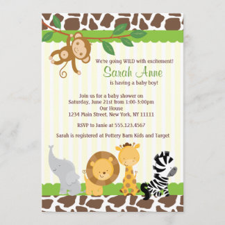 Invitación para baby shower con animales salvajes