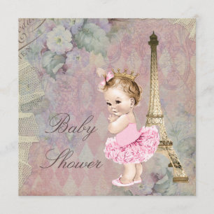 Invitación para baby shower con bebé bailarina est