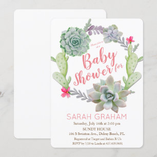 Invitación para Baby Shower con Corona de Cactus S