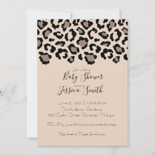 Invitación para baby shower con estampado de guepa