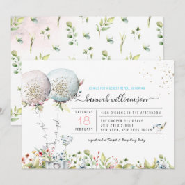Invitación para baby shower con globos de revelaci