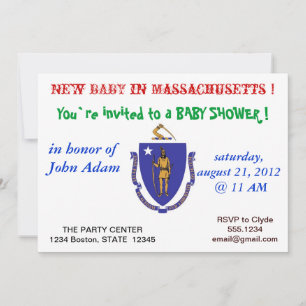 Invitación para Baby Shower con la Bandera de Mass