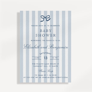 Invitación para Baby Shower con Lazo Azul Francés 