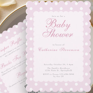 Invitación para Baby Shower con Lunares Rosados en