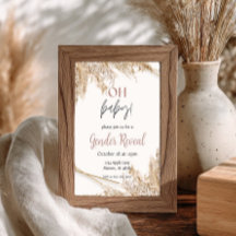 Invitación para Baby Shower con Pasto de Pampas |