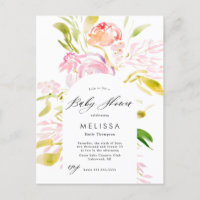Invitación para Baby Shower con ramo de rosas en a