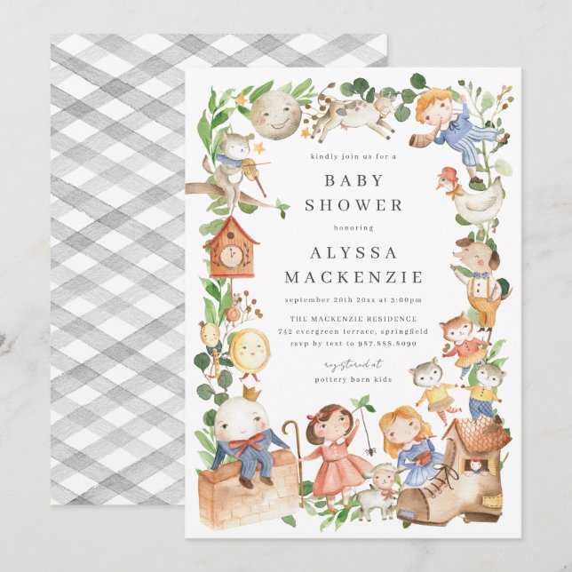 Invitación para Baby Shower con Rimas Infantiles (Anverso / Reverso)
