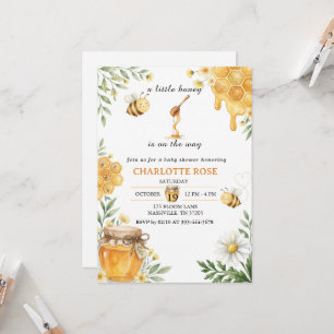 Invitación para baby shower con tema de abeja de m