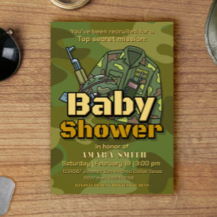 Invitación para Baby Shower con tema de Ejército