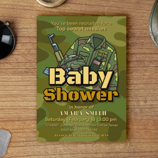 Invitación para Baby Shower con tema de Ejército (Subido por el creador)